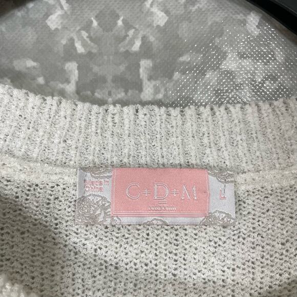 C+D+M Women's White, Red, & Pink Colorblock Sweater - Size Large - Cozycore Top - Picture 4 of 6